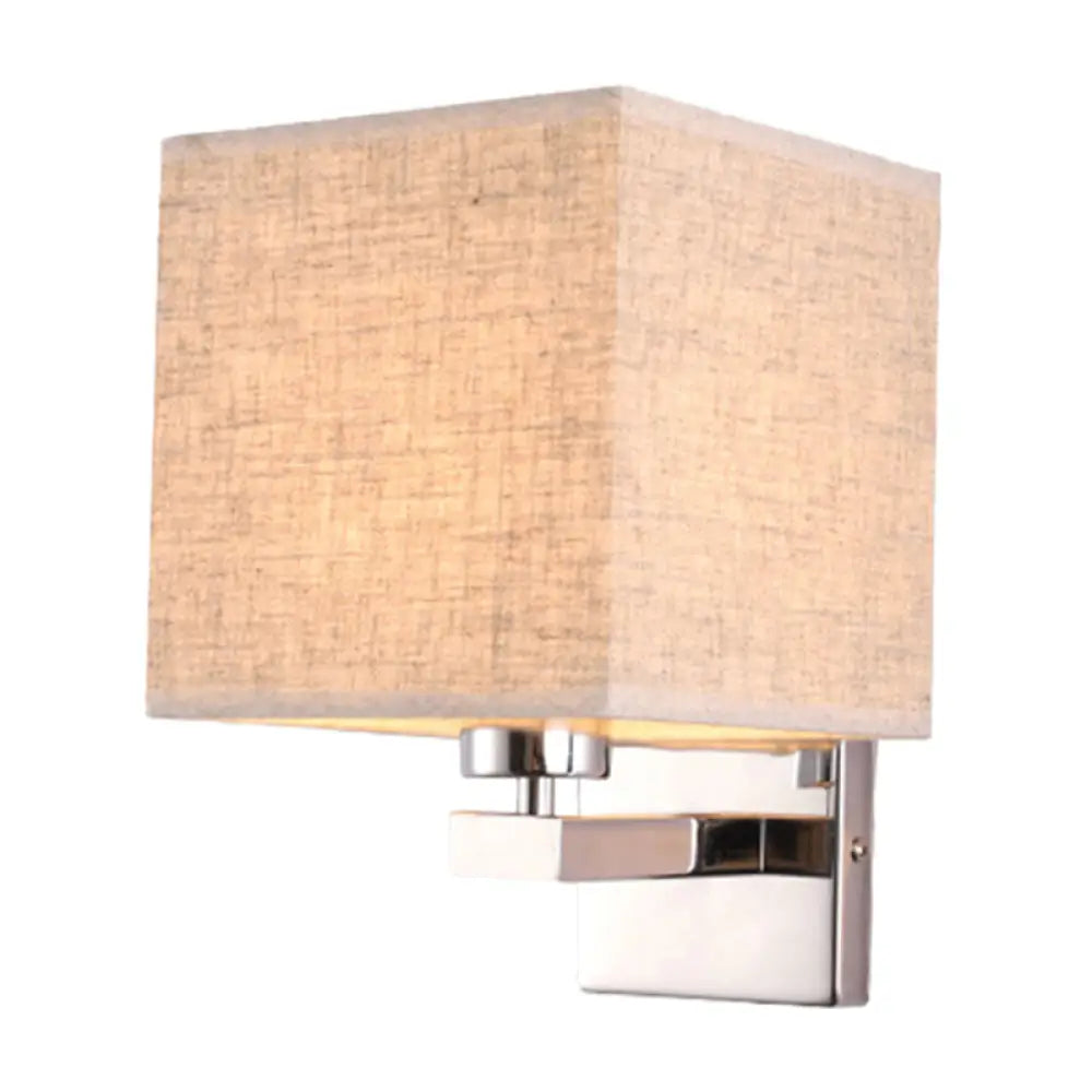 DecorBites™ Nordic Style Beige Cube Wall Light - 1 Head Fabric Wall Mounted Fixture for Bedroom