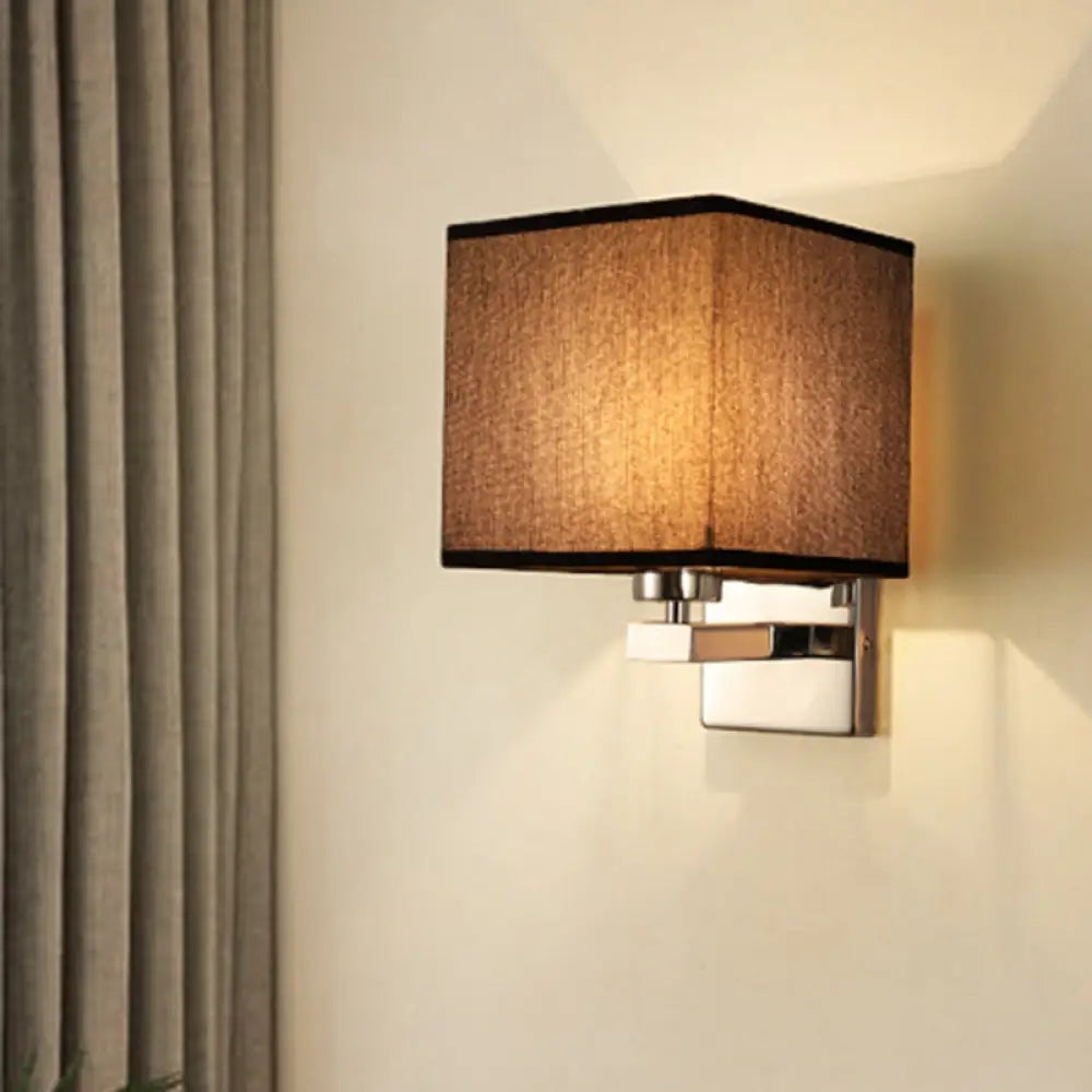 DecorBites™ Nordic Style Beige Cube Wall Light - 1 Head Fabric Wall Mounted Fixture for Bedroom