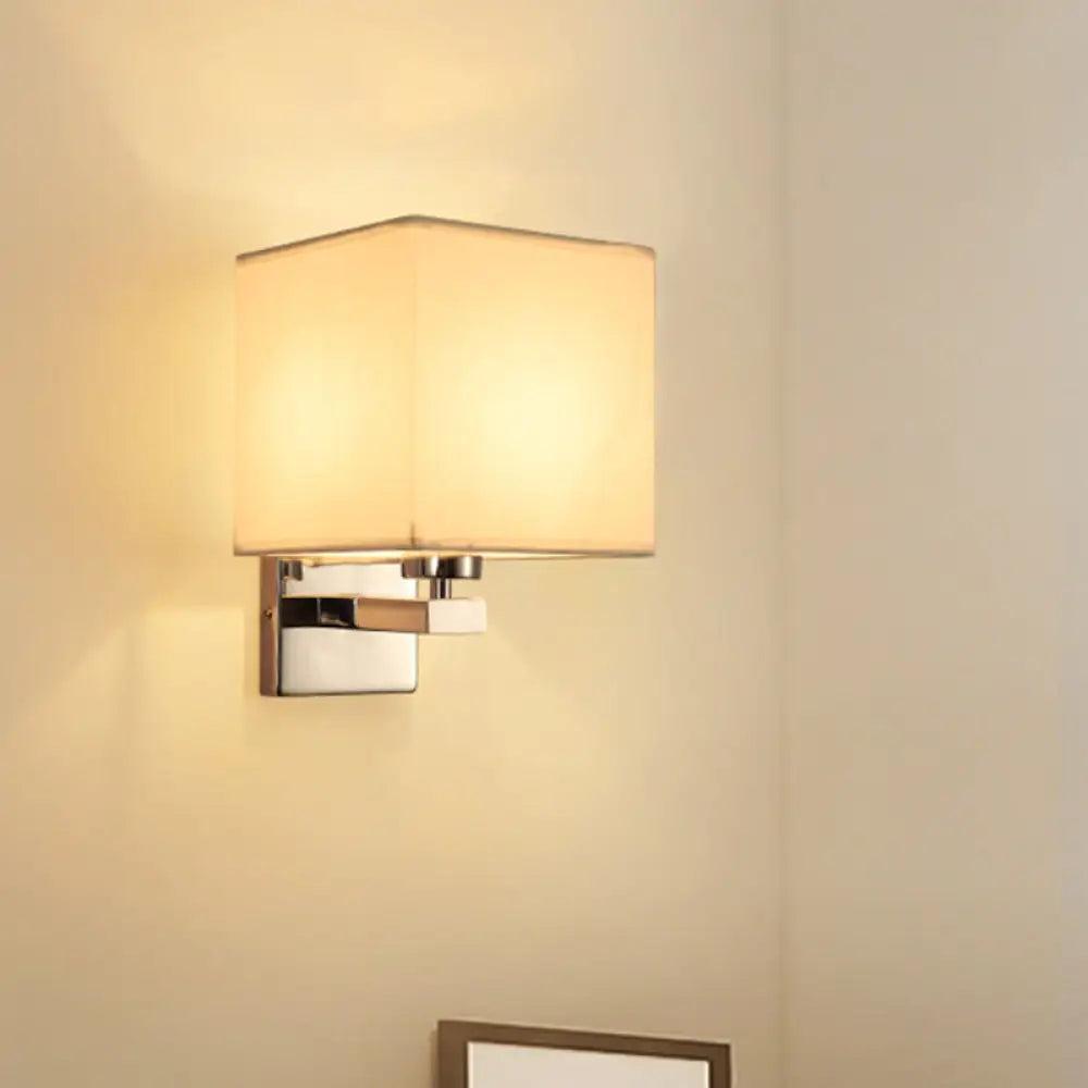 DecorBites™ Nordic Style Beige Cube Wall Light - 1 Head Fabric Wall Mounted Fixture for Bedroom