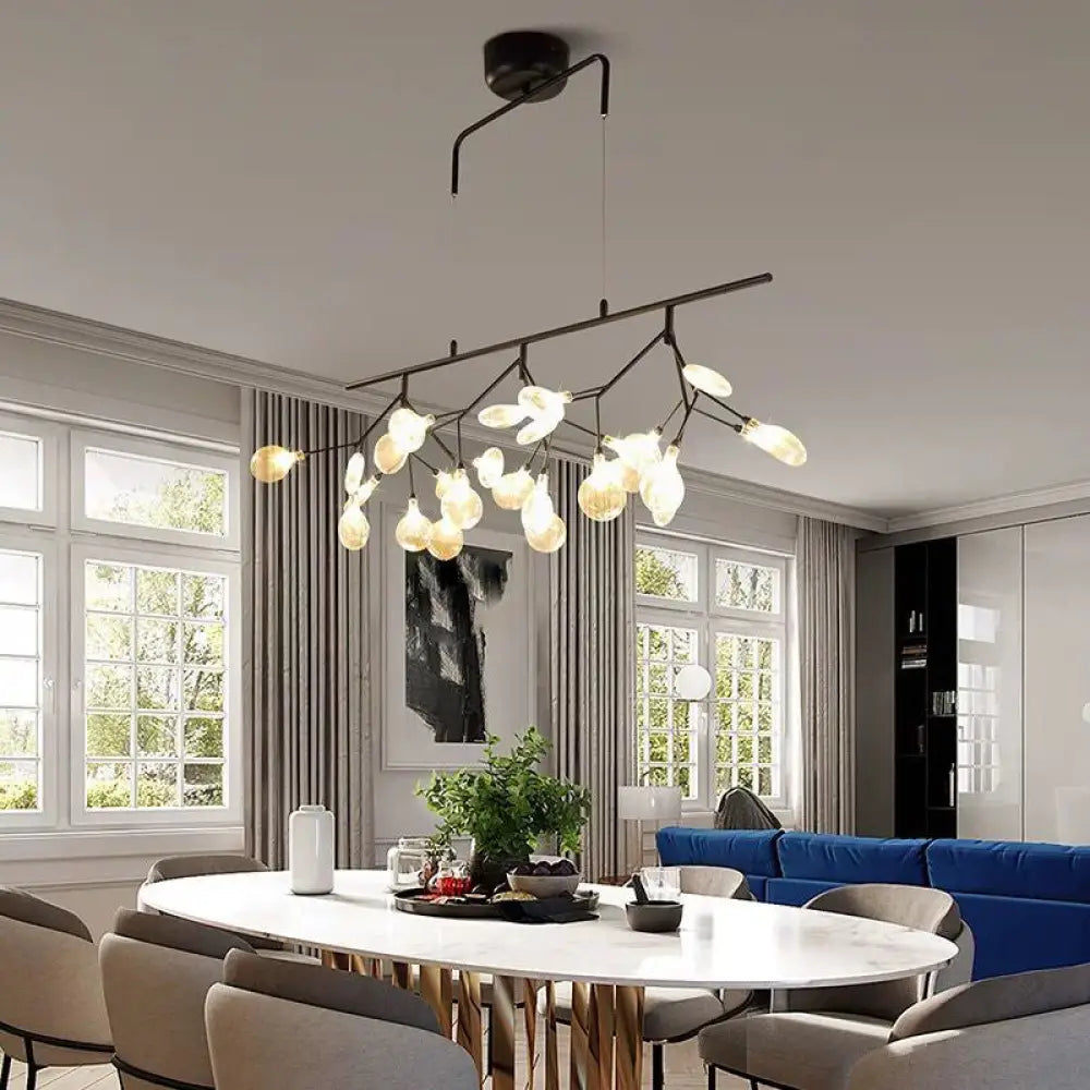 DecorBites™ Nordic Style Clear Glass LED Dining Room Pendant Light - Firefly Island Branch Design