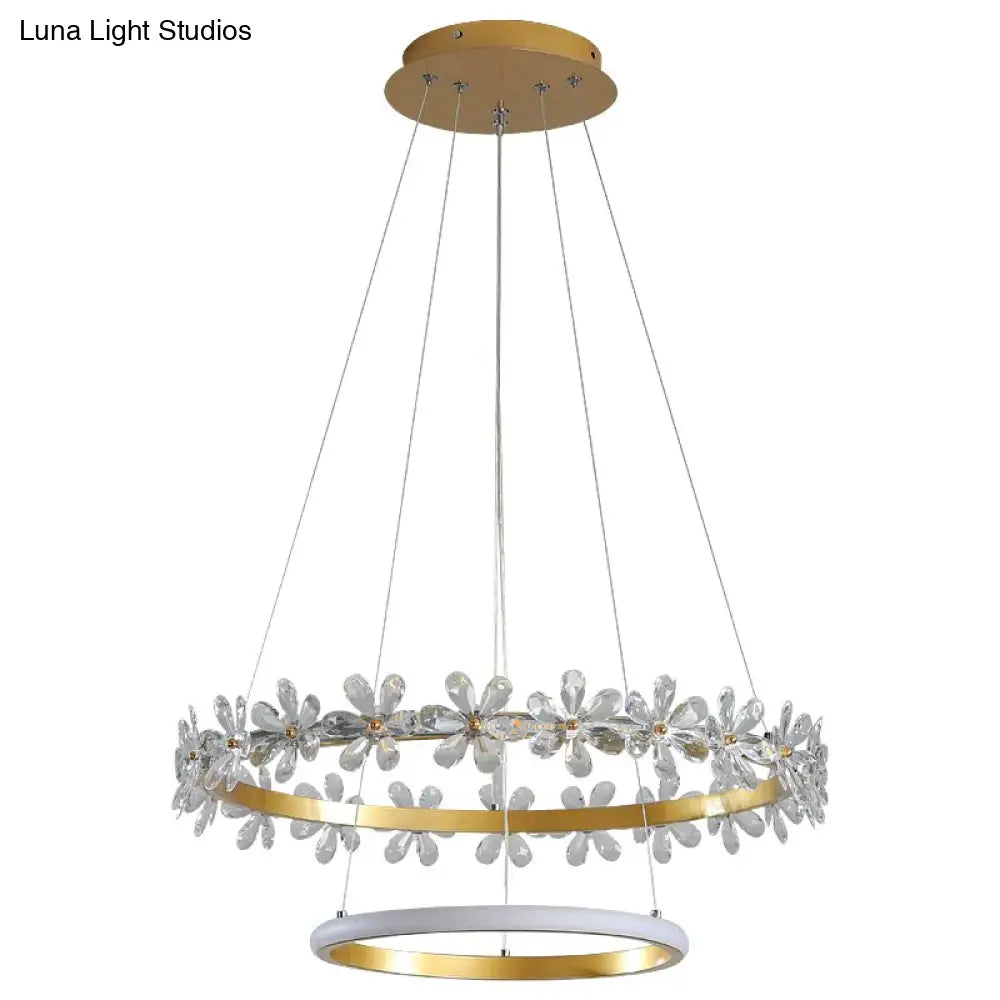 DecorBites™ Nordic Style Crown Crystal Flower Pendant Light