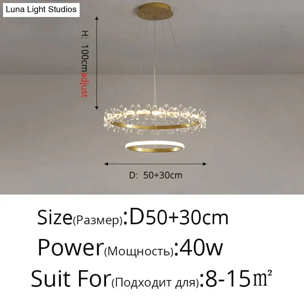 DecorBites™ Nordic Style Crown Crystal Flower Pendant Light