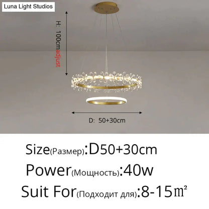 DecorBites™ Nordic Style Crown Crystal Flower Pendant Light