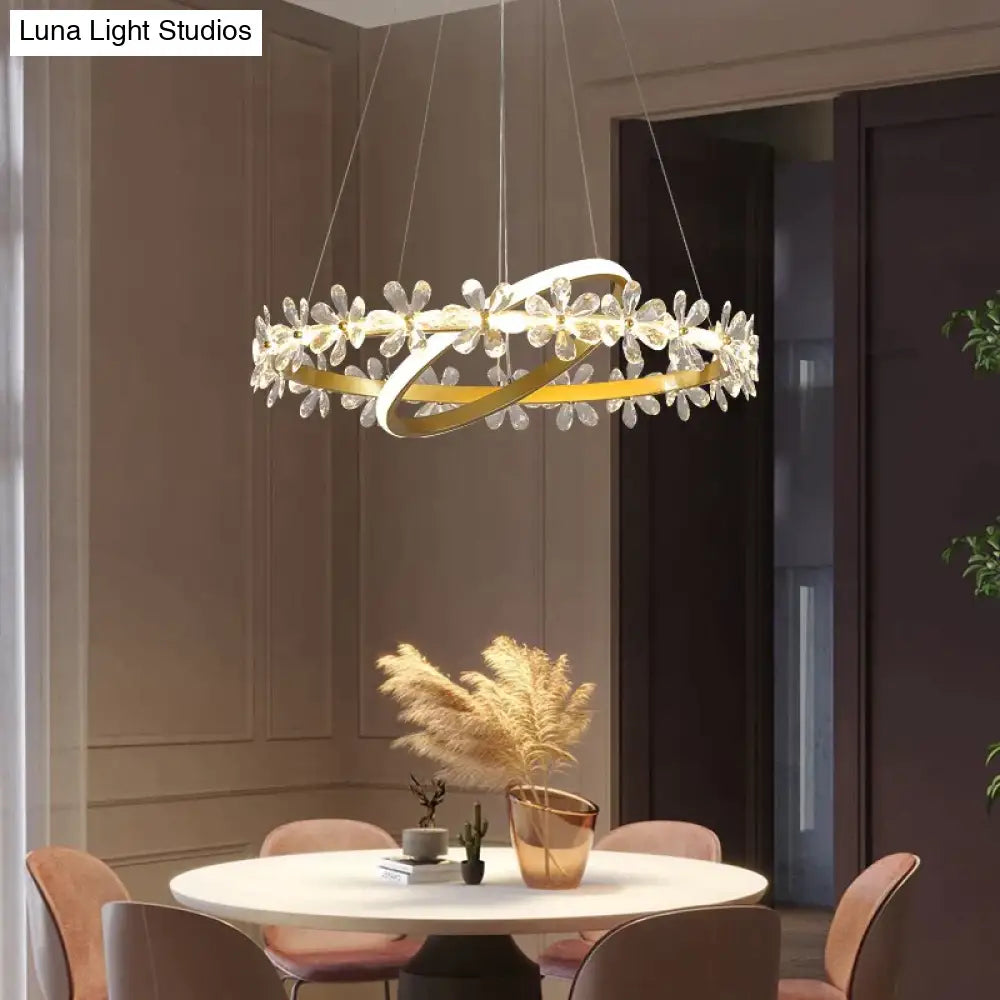 DecorBites™ Nordic Style Crown Crystal Flower Pendant Light