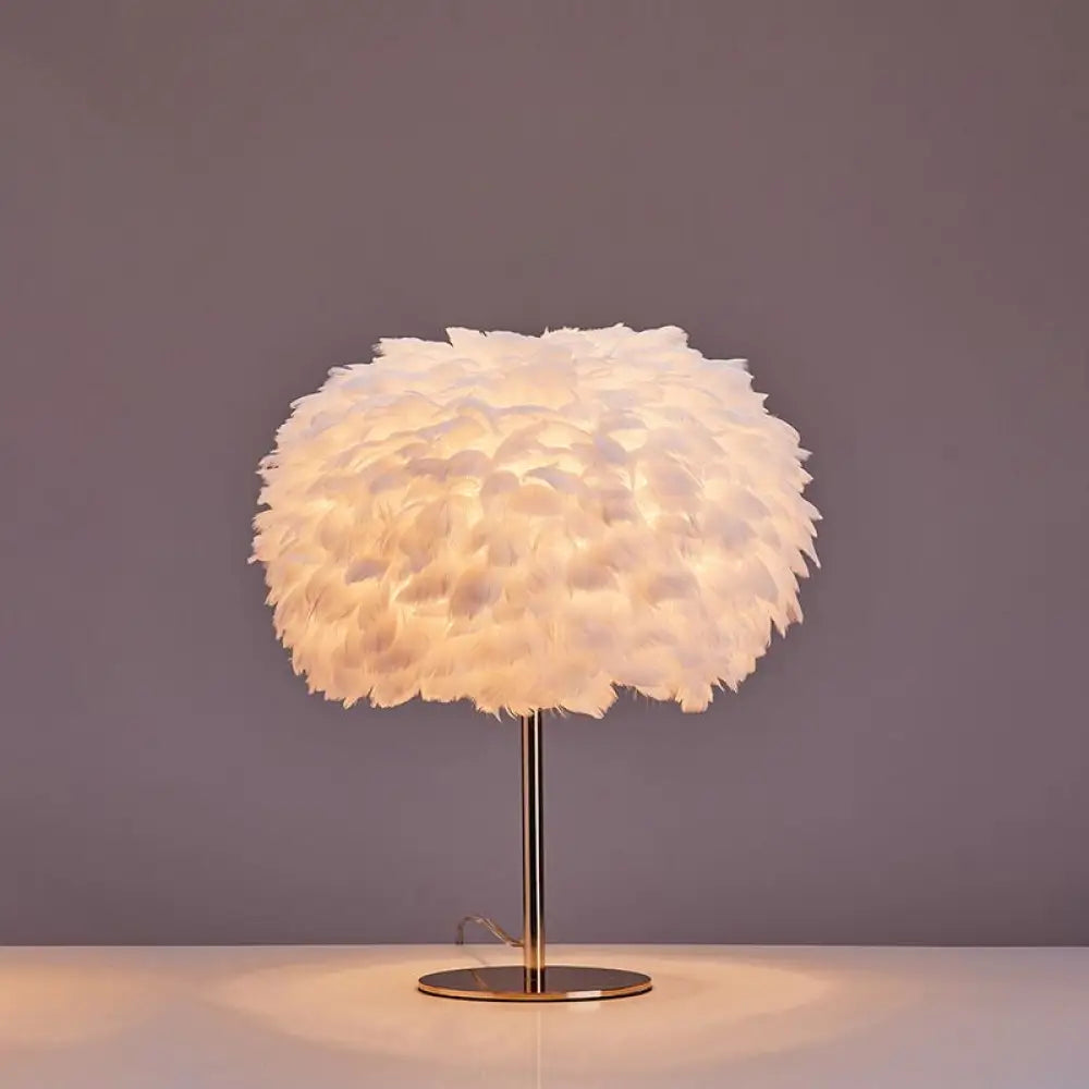 DecorBites™ Nordic Style Feather Table Lamp - Spherical Accent Nightstand Light for Living Room