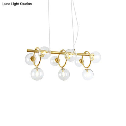 DecorBites™ Nordic Style Gold Pendant Light with Clear/Cognac Glass - Bubble Island Lighting, 9 Lights