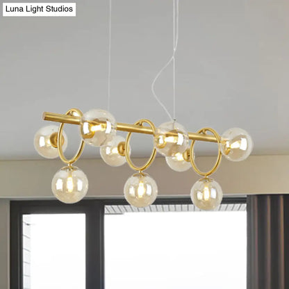DecorBites™ Nordic Style Gold Pendant Light with Clear/Cognac Glass - Bubble Island Lighting, 9 Lights