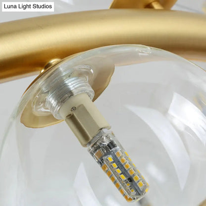 DecorBites™ Nordic Style Gold Pendant Light with Clear/Cognac Glass - Bubble Island Lighting, 9 Lights