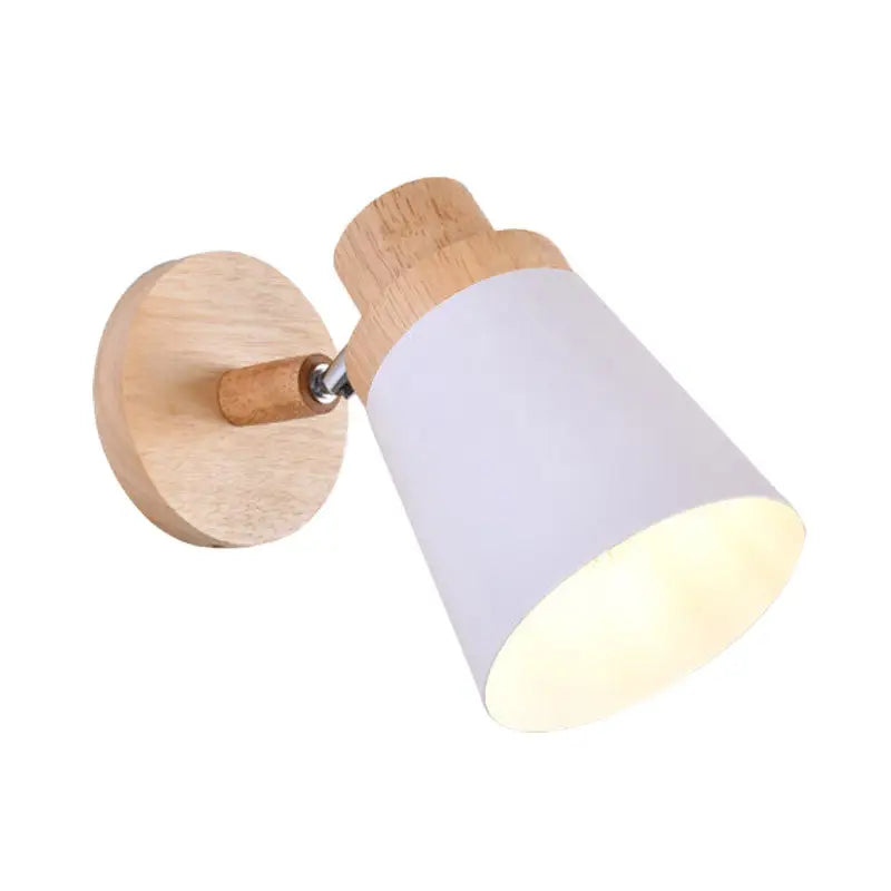Nordic style gray and wood wall light for baby room with coolie shade