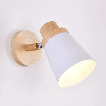 Nordic style gray and wood wall light for baby room with coolie shade