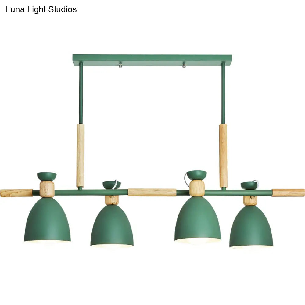 DecorBites™ Nordic Style Island Pendant with 4 Metal Lights and Wood Detail