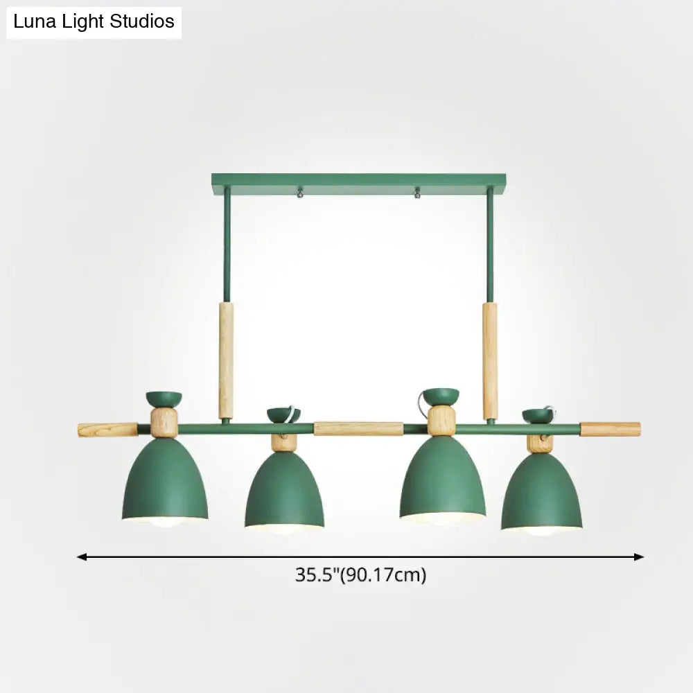 DecorBites™ Nordic Style Island Pendant with 4 Metal Lights and Wood Detail