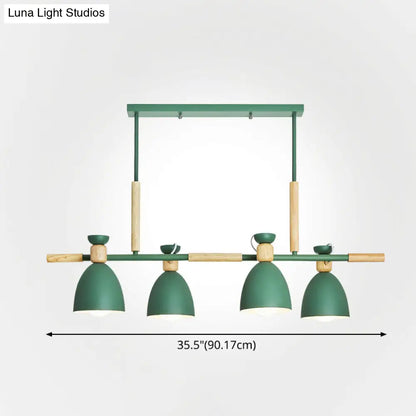 DecorBites™ Nordic Style Island Pendant with 4 Metal Lights and Wood Detail