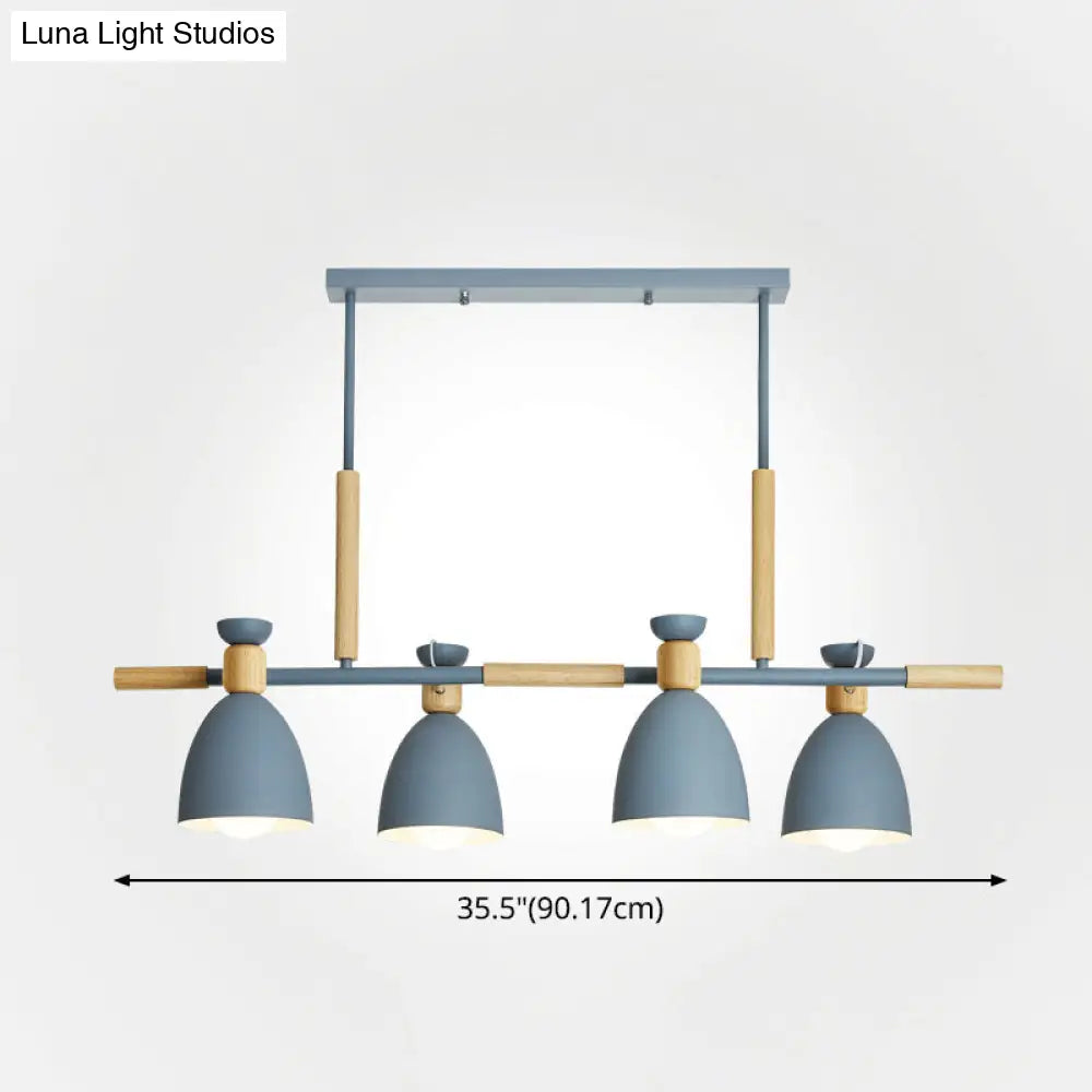 DecorBites™ Nordic Style Island Pendant with 4 Metal Lights and Wood Detail