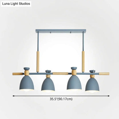 DecorBites™ Nordic Style Island Pendant with 4 Metal Lights and Wood Detail