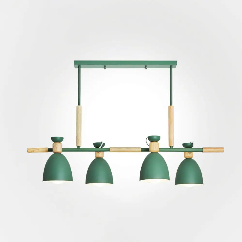 DecorBites™ Nordic Style Island Pendant with 4 Metal Lights and Wood Detail