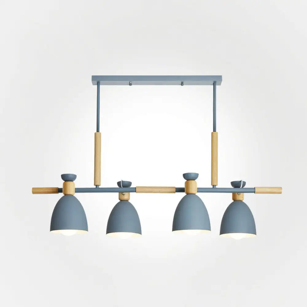 DecorBites™ Nordic Style Island Pendant with 4 Metal Lights and Wood Detail
