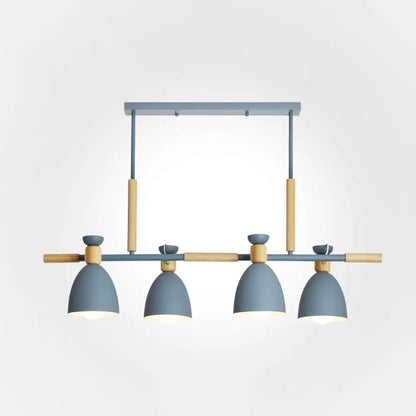 DecorBites™ Nordic Style Island Pendant with 4 Metal Lights and Wood Detail