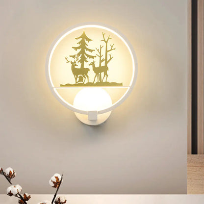 DecorBites™ Nordic Style LED Acrylic Wall Light with Elk and Tree Design for Bedroom Décor