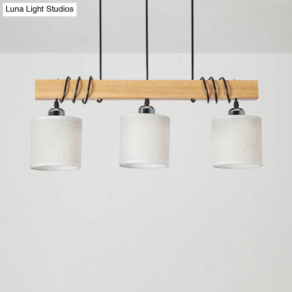 DecorBites™ Nordic Style LED Hanging Light: Cylindrical Dining & Island Ceiling Light in Wood Fabric