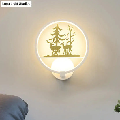 Nordic style led white and gold elk wall light bedroom decor