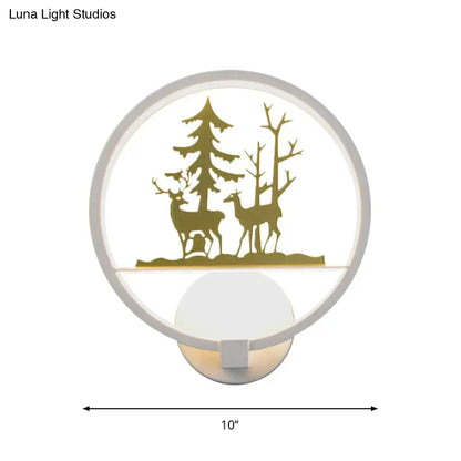 Nordic style led white and gold elk wall light bedroom decor