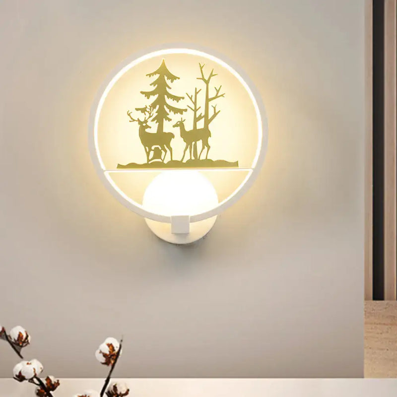 Nordic style led white and gold elk wall light bedroom decor