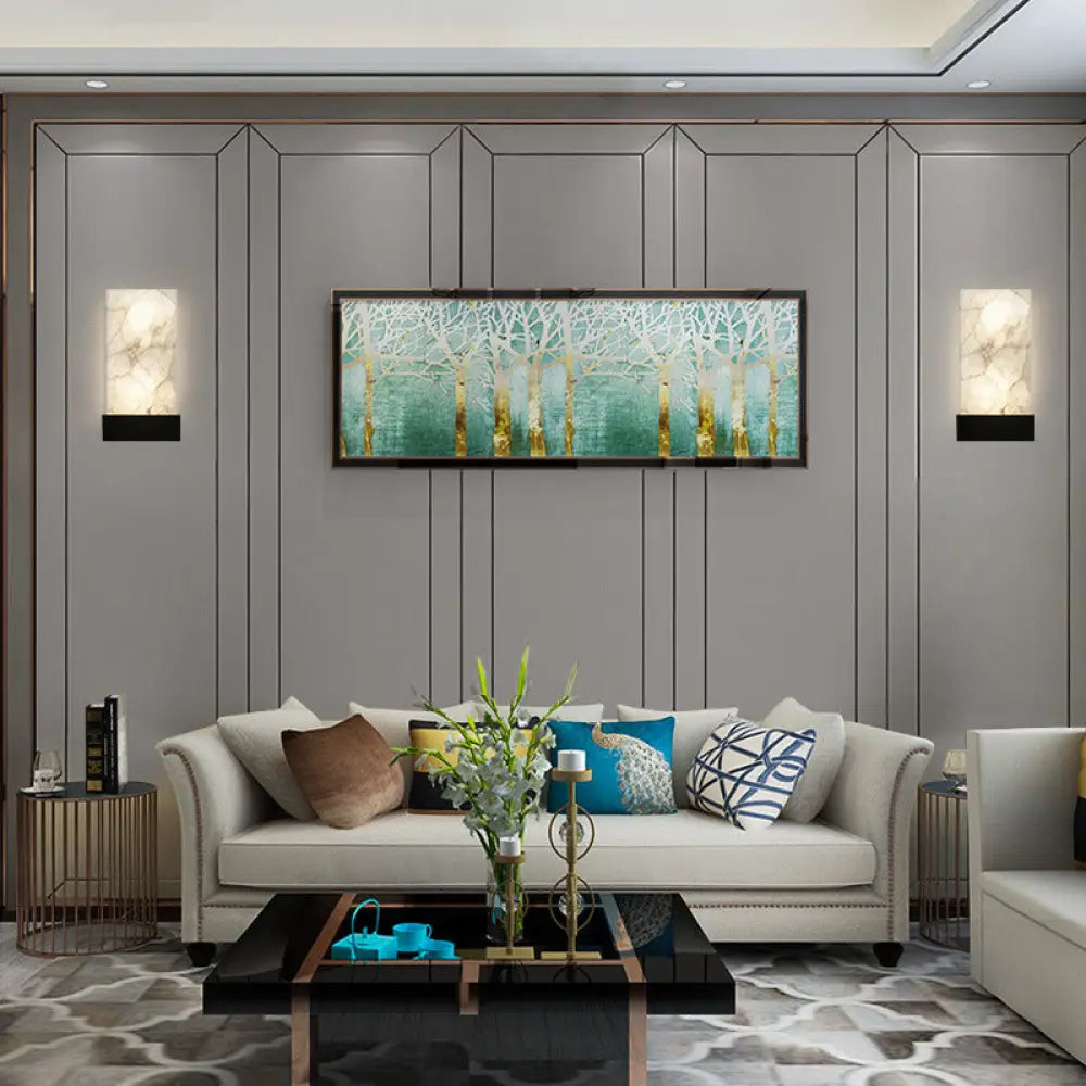 DecorBites™ Nordic Style Mica Wall Sconce: Rectangle Shade, Single Light, Living Room Wall Mount