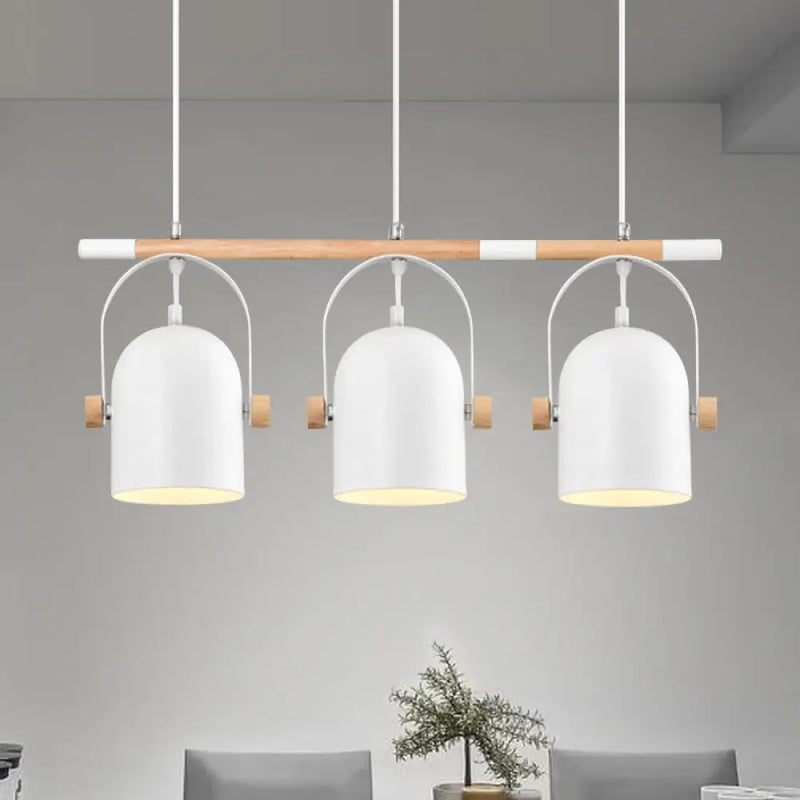 DecorBites™ Nordic Style Triple Metal Pendant Light with Adjustable Dome Shade for Island Lighting in White
