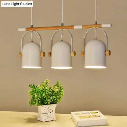 Nordic style triple white pendant light kitchen adjustable dome shade