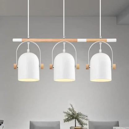 Nordic style triple white pendant light kitchen adjustable dome shade