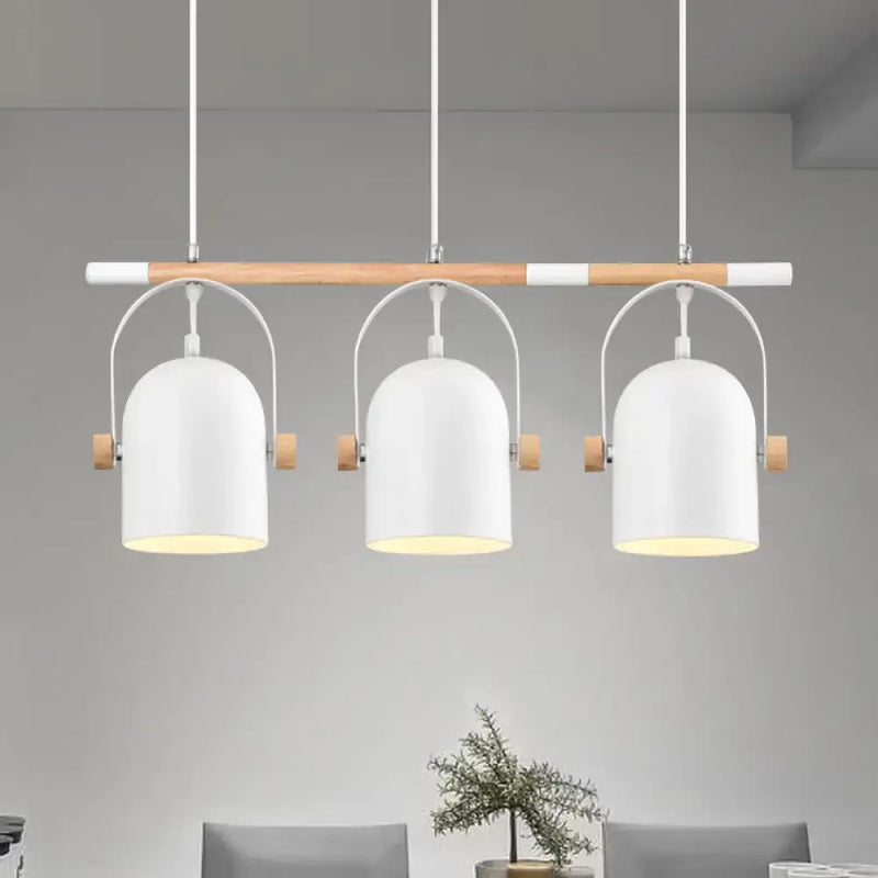 Nordic style triple white pendant light kitchen adjustable dome shade