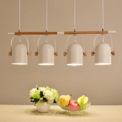 Nordic style triple white pendant light kitchen adjustable dome shade