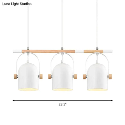 Nordic style triple white pendant light kitchen adjustable dome shade