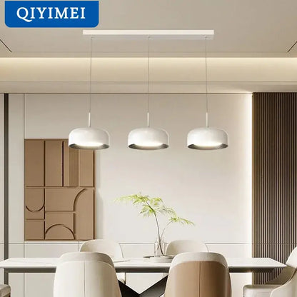 Nordic style white circular chandeliers for dining room lighting