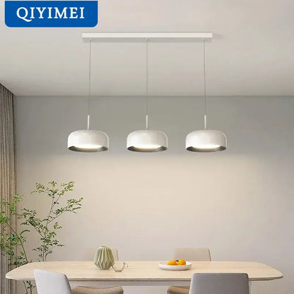Nordic style white circular chandeliers for dining room lighting