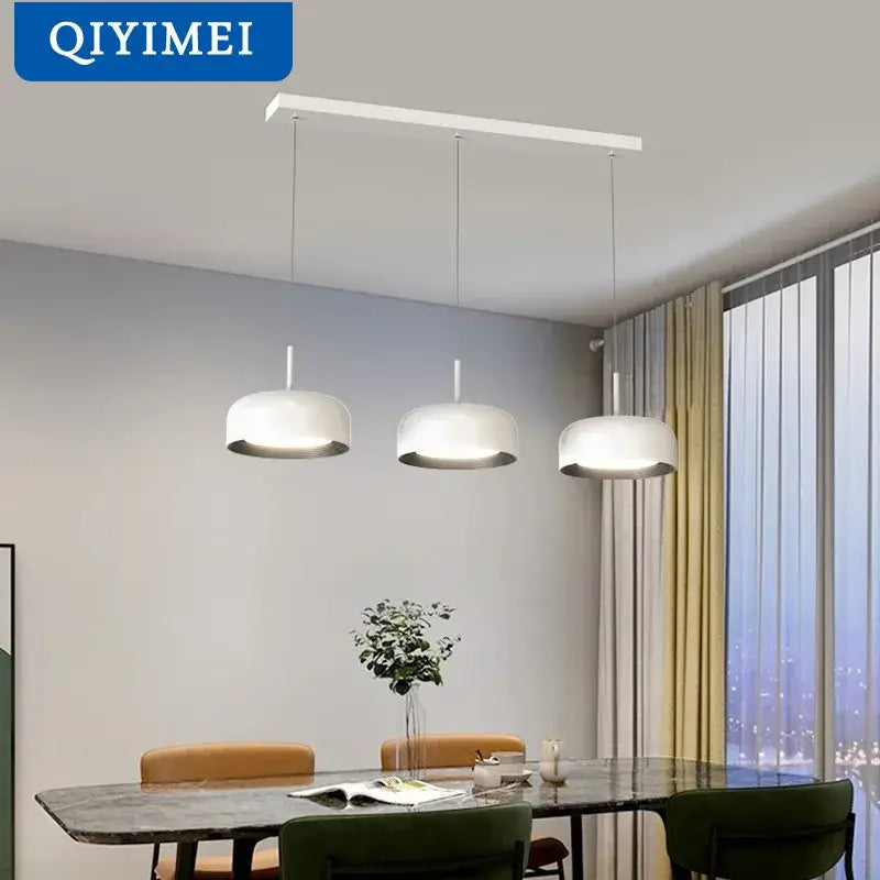 Nordic style white circular chandeliers for dining room lighting