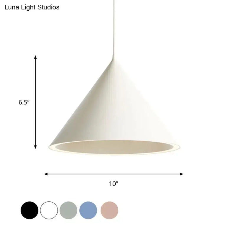 Nordic stylish white conical pendant light dining room hanging lamp