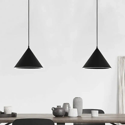 Nordic stylish white conical pendant light dining room hanging lamp