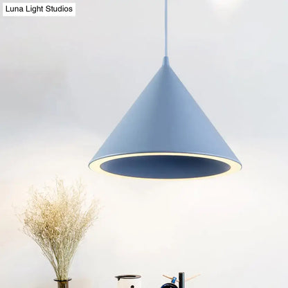 Nordic stylish white conical pendant light dining room hanging lamp