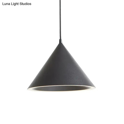 Nordic stylish white conical pendant light dining room hanging lamp