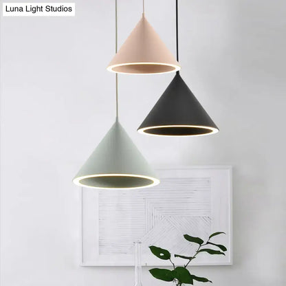 Nordic stylish white conical pendant light dining room hanging lamp