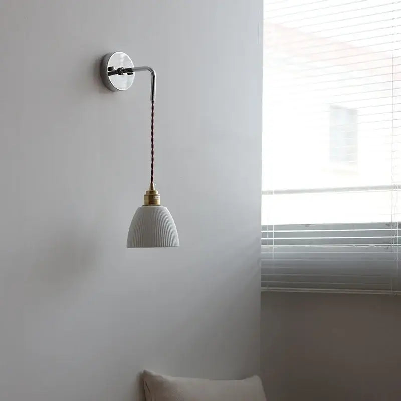 Nordic sunset glass ceramic led wall light bedroom with pull chain