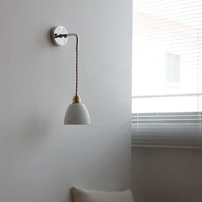 Nordic sunset glass ceramic led wall light bedroom with pull chain