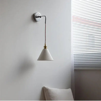 Nordic sunset glass ceramic led wall light bedroom with pull chain
