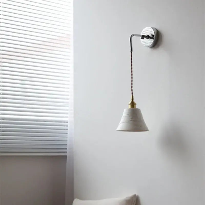 Nordic sunset glass ceramic led wall light bedroom with pull chain