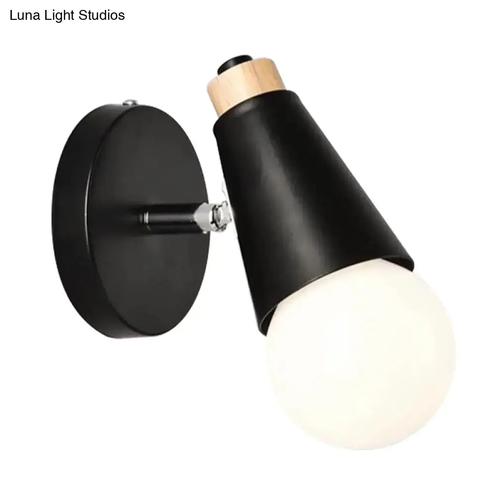 Nordic sweet cone wall light with bamboo base for bedroom