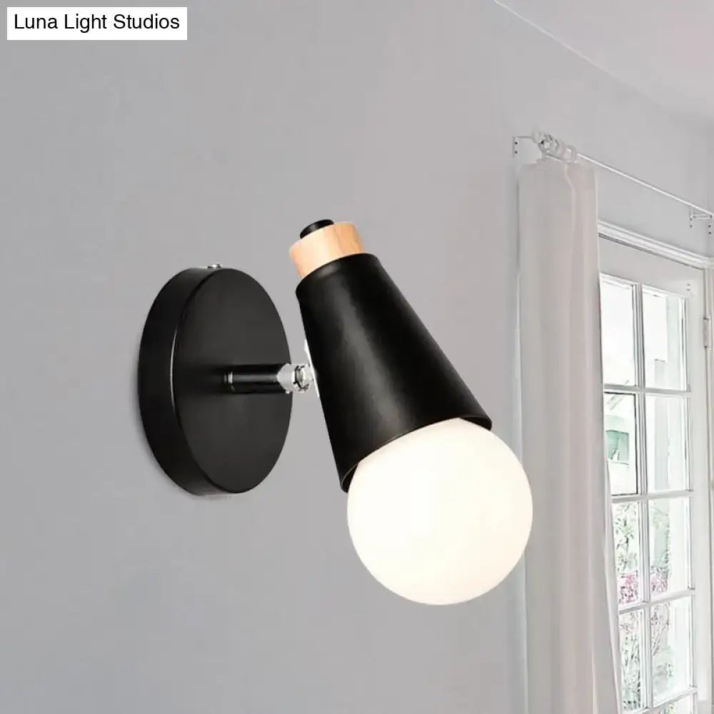 Nordic sweet cone wall light with bamboo base for bedroom