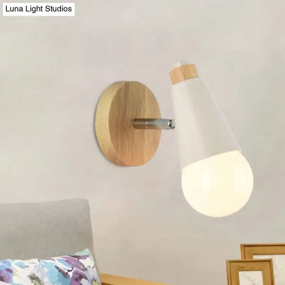Nordic sweet cone wall light with bamboo base for bedroom