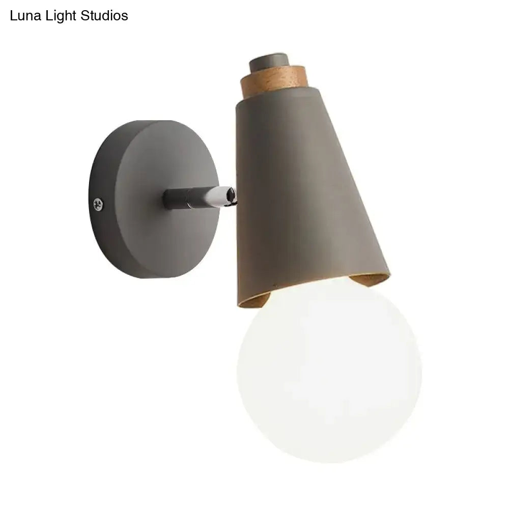 Nordic sweet cone wall light with bamboo base for bedroom